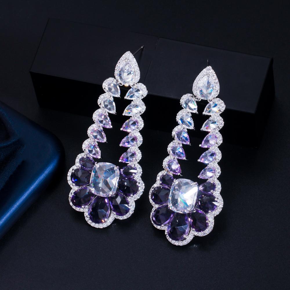 CMM Высококачественные богемные многоцветные эффектные серьги-капли с кубическим цирконием