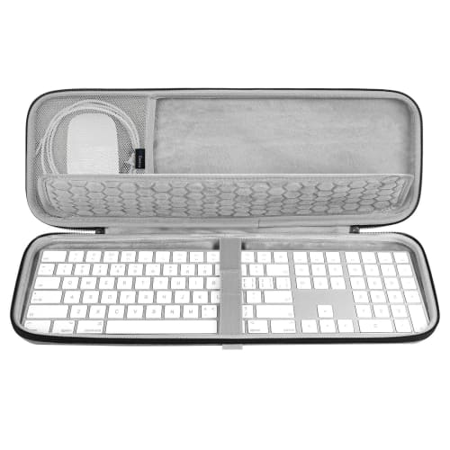 Geekria Compatible Hardshell Travel Carrying Case for Apple Magic Keyboard with Numeric Keypad and Apple Magic Mouse, Wireless Portable