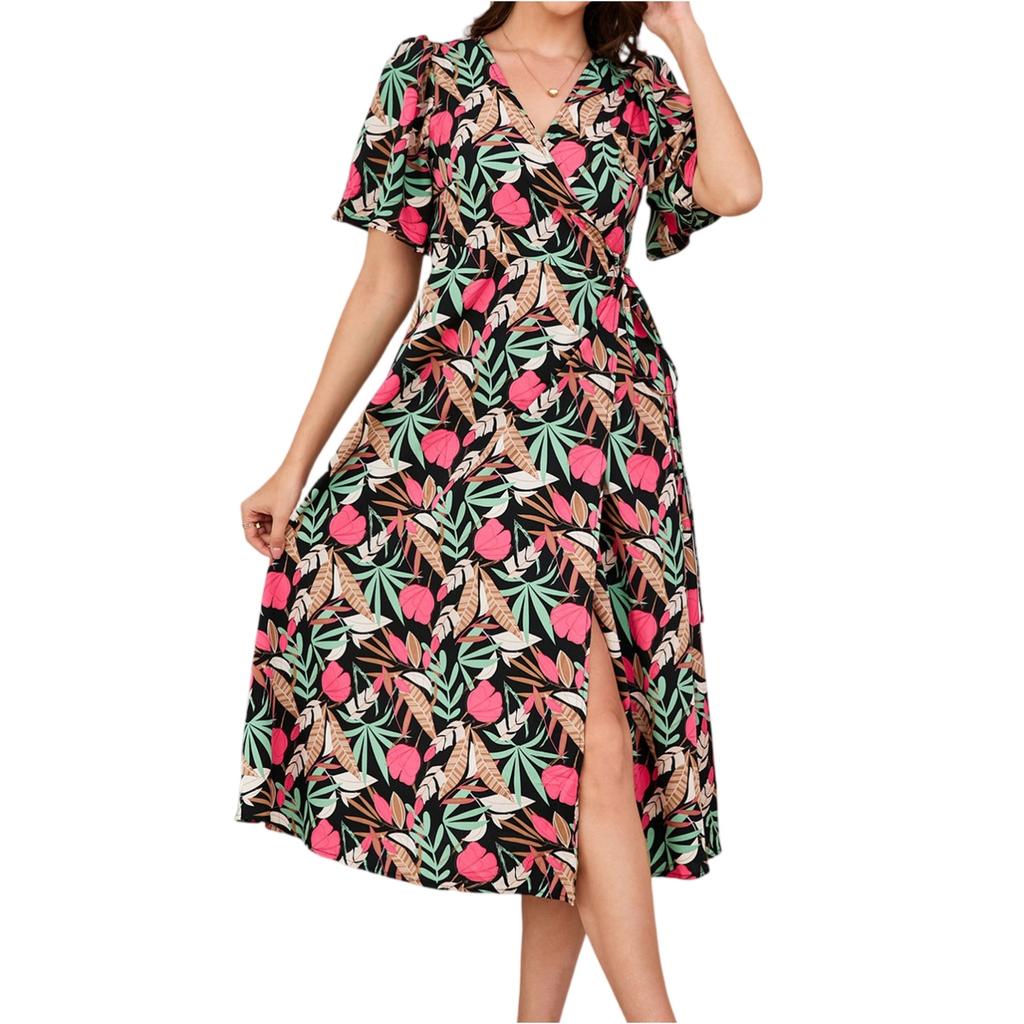 Женские повседневные летние платья с коротким рукавом, весеннее лоскутное бохо-цветочное коктейльное платье для вечеринки
