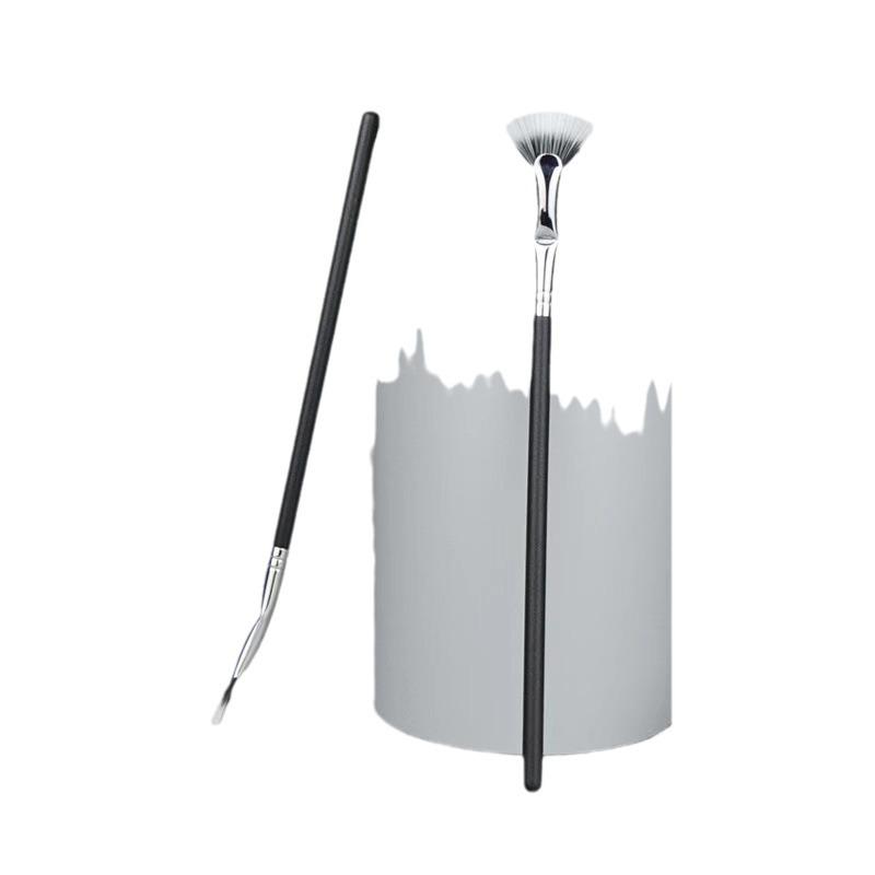 Cangzhou Angled Eyelash & Eyebrow Brush Set: Includes Fan-shaped Flat Head Brush, Small Comb, and Double-Layer Eyelash Brush.