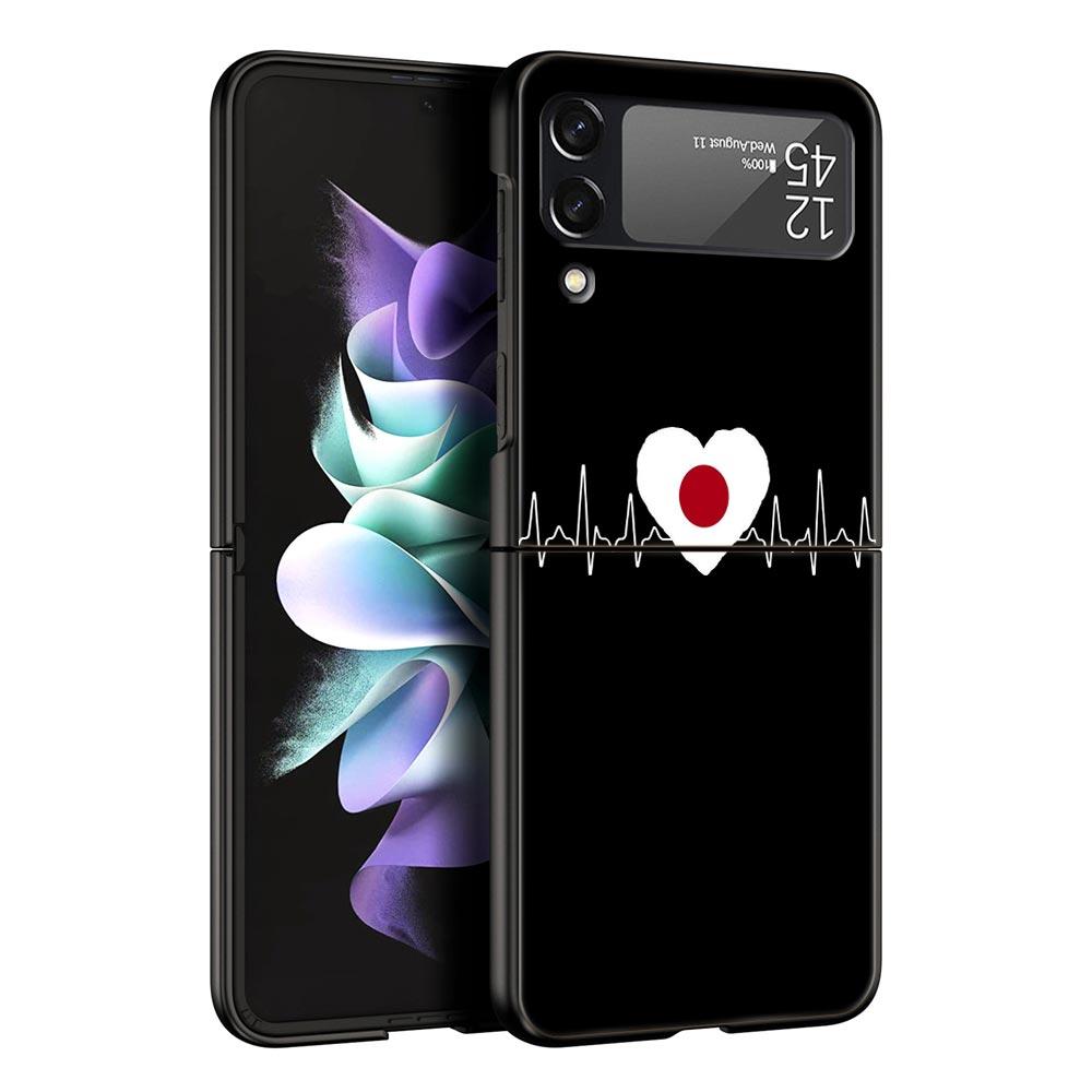 Чехол для телефона с изображением флага Великобритании Heartbeat China Love Line для Samsung Galaxy Z Flip 3 4 5, черный, складной, жесткий, защитный чехол для ПК