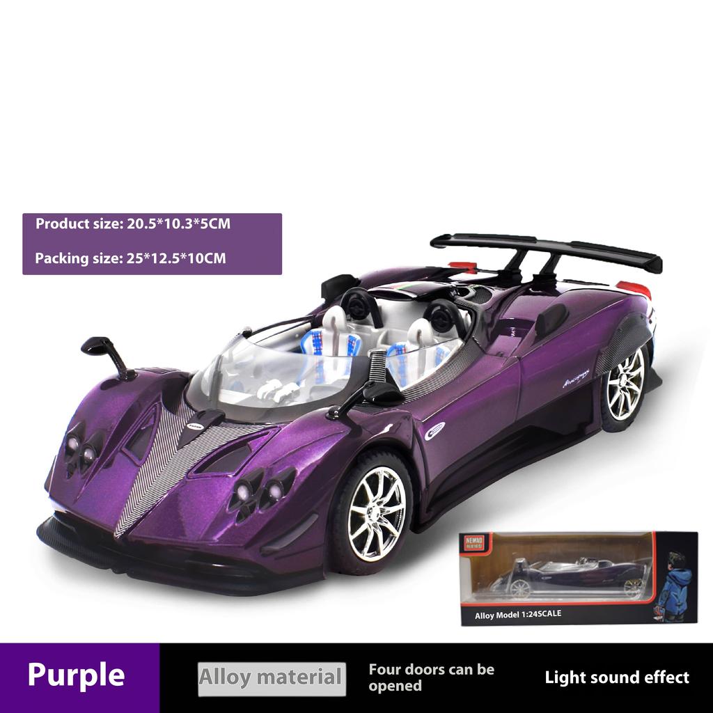 1:24 Имитация Суперспортивного Автомобиля Zonda, Модель Автомобиля из Сплава, Звук и Свет, Детская Игрушка-Украшение, Коллекция Автомобилей, Подарок для Мальчика