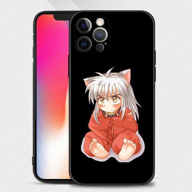 Чехол для телефона Iphone 14 13 12 11 Pro Max Xs Max Xr X 7 8 Plus 12 Mini 6s, силиконовый чехол с черным корпусом, аниме, милый Inuyasha
