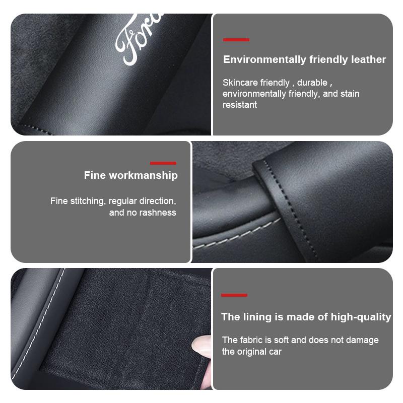 Car Door Inner Handle Non-slip Leather Protector Sleeve Case For Ford mk2 mk3 Ranger Mondeo mk4 S-MAX Kuga Mustang Fusion
