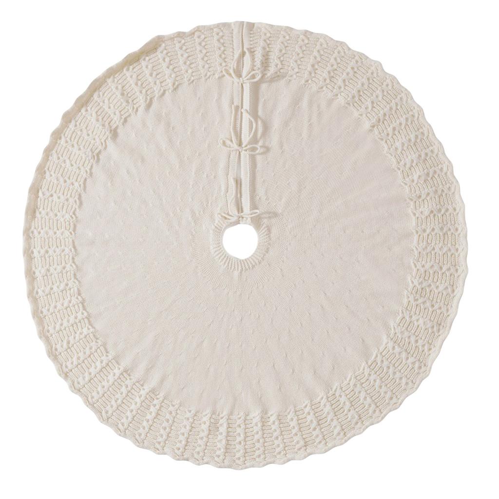 Knit Christmas Tree Skirt, Cable Knit Tree Skirt, Rustic Tree Skirt Decoration, Suitable For Christmas Trees, Foldable And Reusable