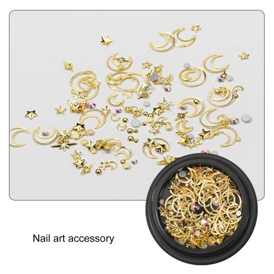 Yousheng 1 коробка DIY украшения для ногтей ажурные сплав звезда луна треугольник чешуйка 3D блестящие стразы подвески украшения для ногтей смешанные аксессуары