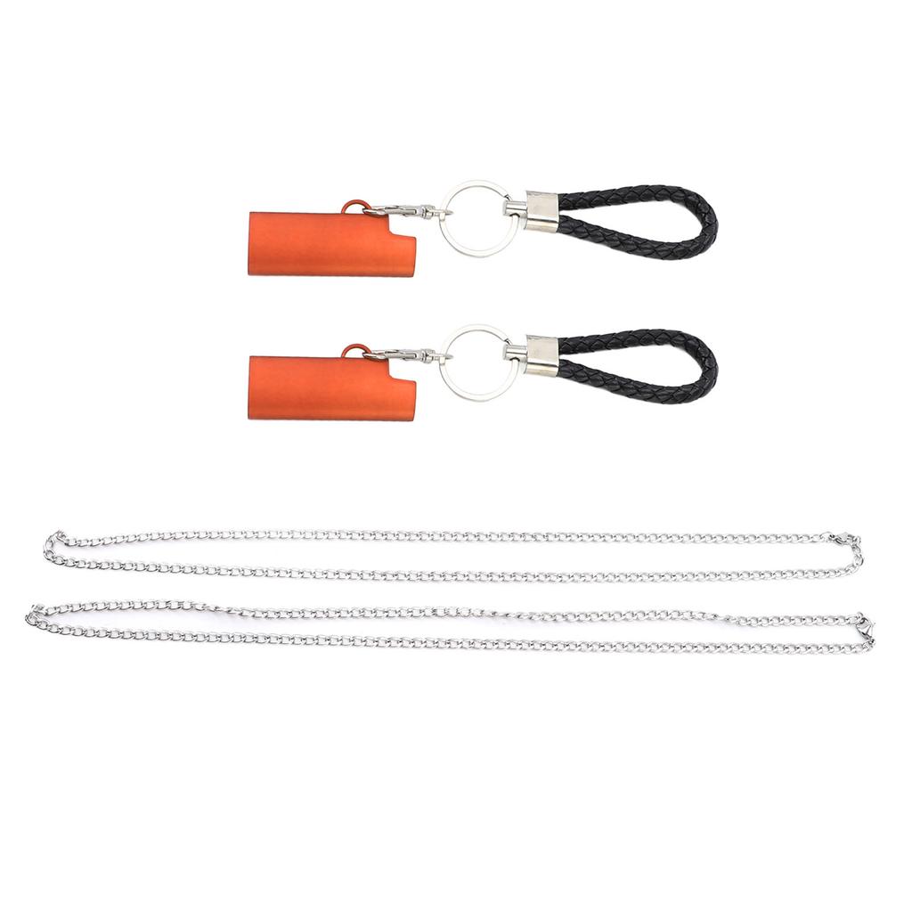 2 Set Spring Clip Keychain Aluminum Alloy Key Ring Key Holder with Lighter Case for Home Travel