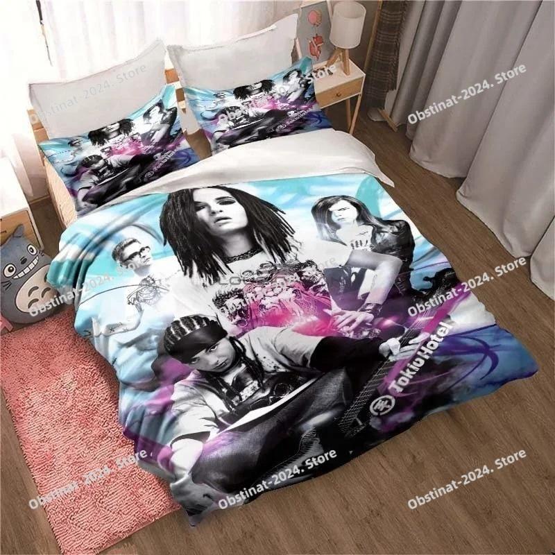 Новый комплект постельного белья Tokio Hotel с 3D-печатью, модная рок-группа, украшение для дома, мальчик, девочка, комплект постельного белья размера «king size», пододеяльник, наволочка