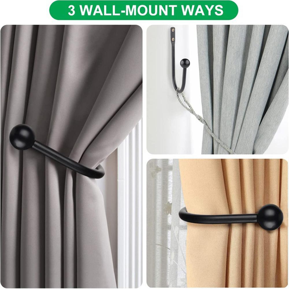 Curtain Holdbacks with Screws for Living Room Bedroom Bathroom, Black