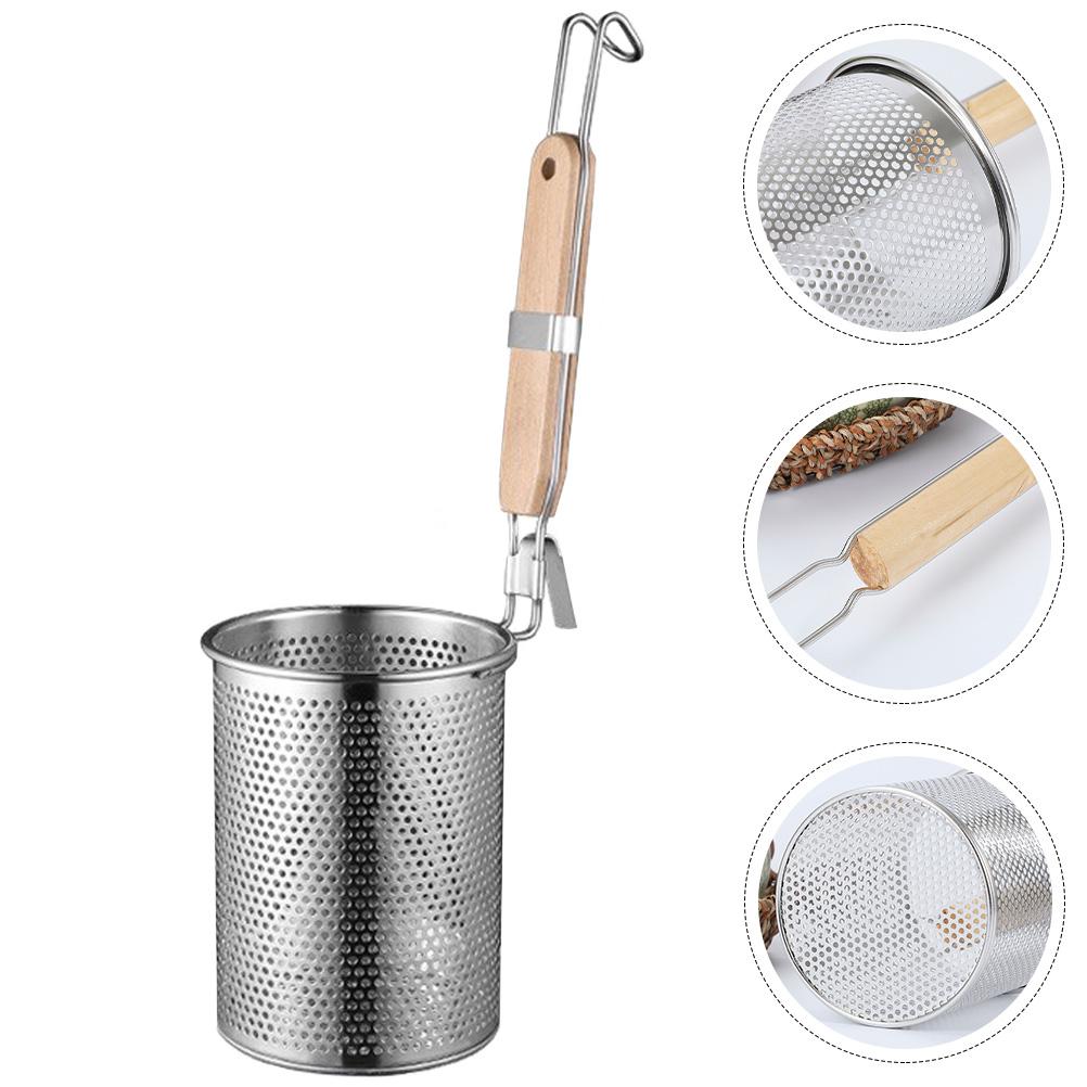 Filter Spoon Stainless Steel Food Strainer Mesh Pasta Wooden Straining Basket Vegetable Colander