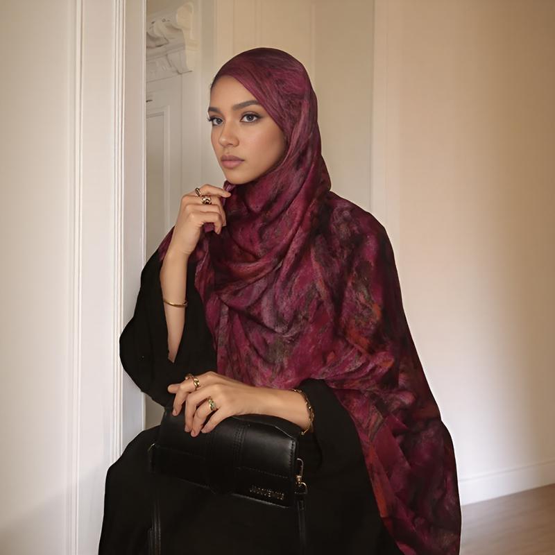 Модный женский длинный платок Акварельный тай-дай Хлопковый шарф Элегантные аксессуары для одежды Шаль для платья Головной платок Повседневный