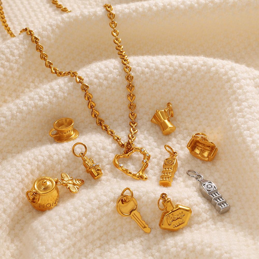 Yori Stainless Steel Retro Coffee Pot Small Charms for Jewelry Making Supplies DIY Necklace Bracelet Making Accessories