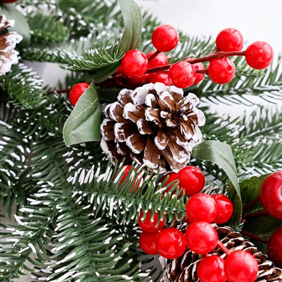 Рождественский каплевидный венок-сваг Искусственная сосновая ветвь Каплевидный сваг с сосновой шишкой, красной ягодой и клетчатым бантом для зимнего декора входной двери, стены, лестницы