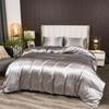 3-Piece Reversible Silk Comforter Set/Bedding Set, Luxury Soft Satin Comforter With 2 Satin Pillowcases, Grey Duvet Cover Set