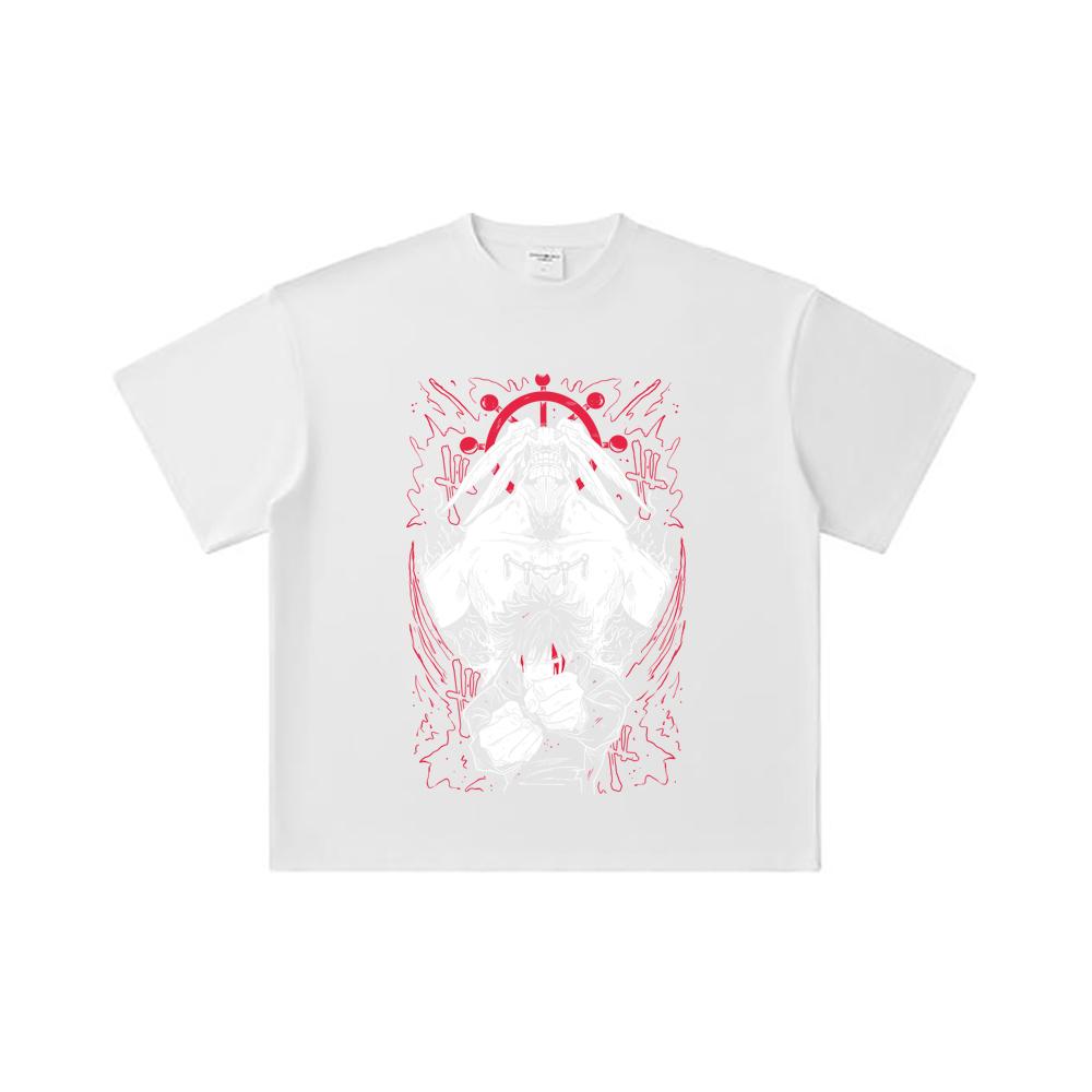 260 GSM Double Yarn 32 Count 100% Cotton Jujutsu Kaisen V18 Mahoraga Print Unisex Heavy Cotton T Shirt… More