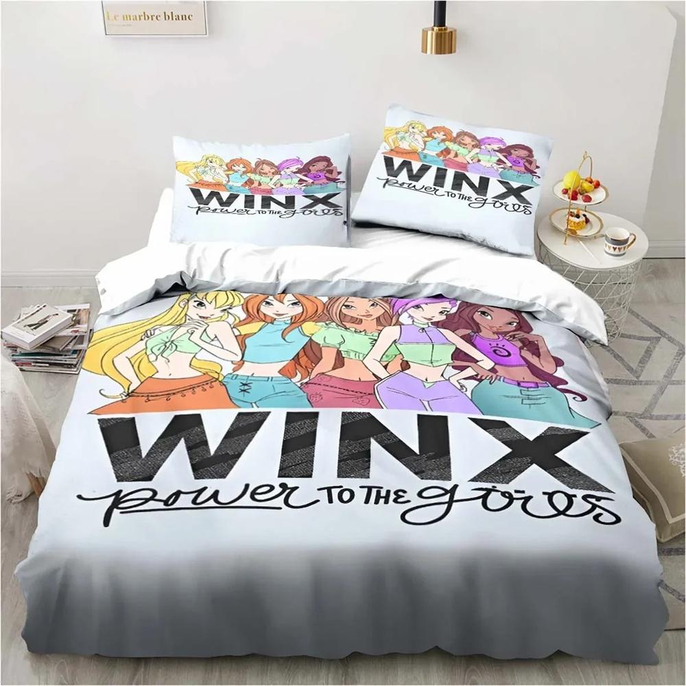Комплект постельного белья Winx Anime Kawaii, комплект пододеяльников, легкий мягкий пододеяльник, декоративное постельное белье для подростков, мальчиков, девочек, подарок, большой