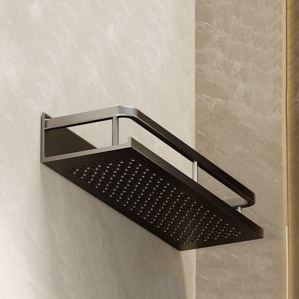 Black Bathroom Shelves Space Aluminum Toilet Rack Practical Makeup Organizer for Kitchen