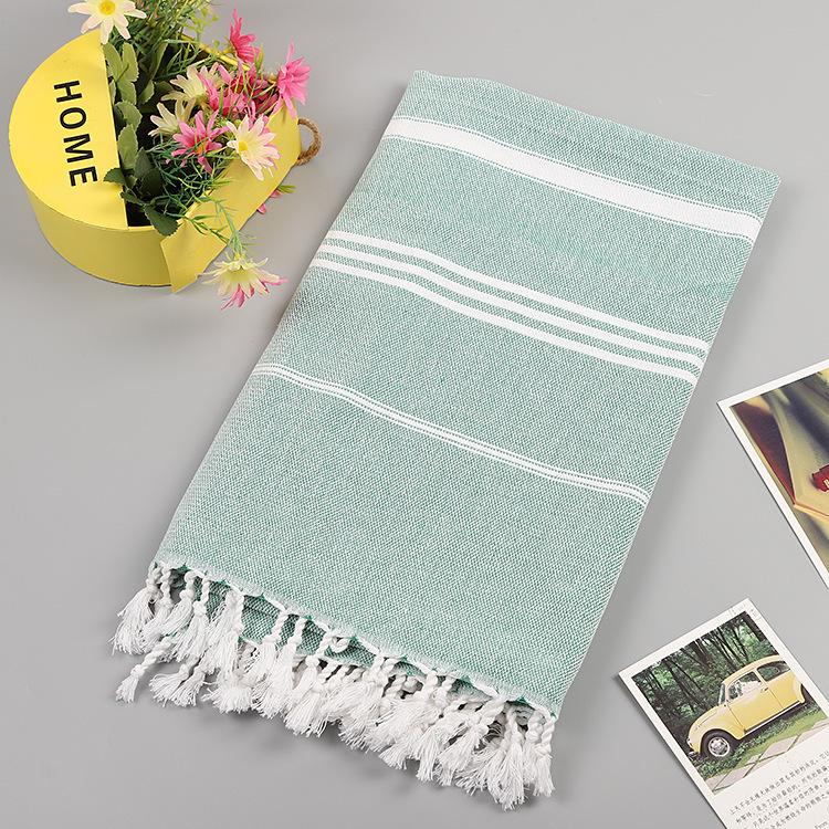 Turkish Cotton Sand-Resistant Striped Beach Shawl/Towel with Tassels