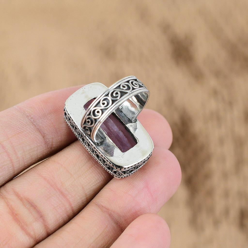 Натуральный танзанитовый кварц стерлинговое серебро винтажное кольцо-обещание на годовщину США 8.5