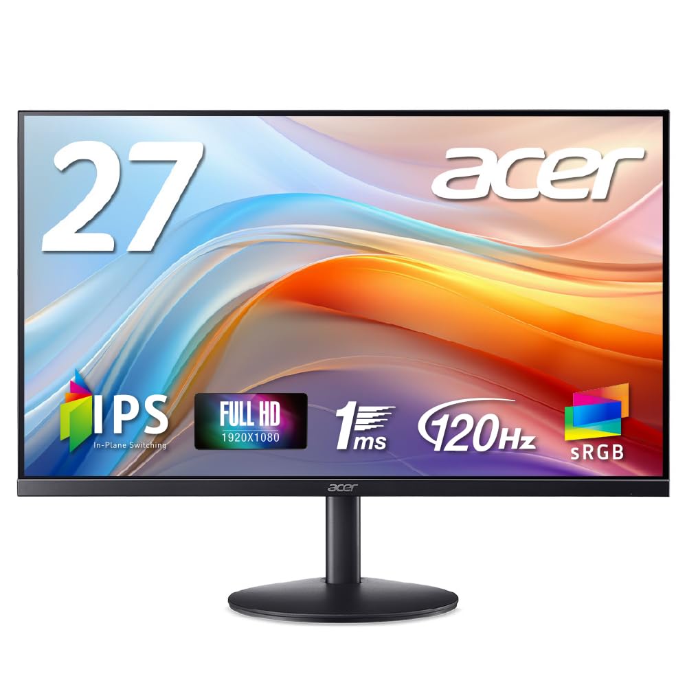 Acer Monitor 27 Inch Full HD IPS Matte 120Hz 1ms sRGB HDMI Mini 15 Pin Headphone VESA Mount Compatible Zero Frame Design SA273G0bmix 99% Adaptive-Sync