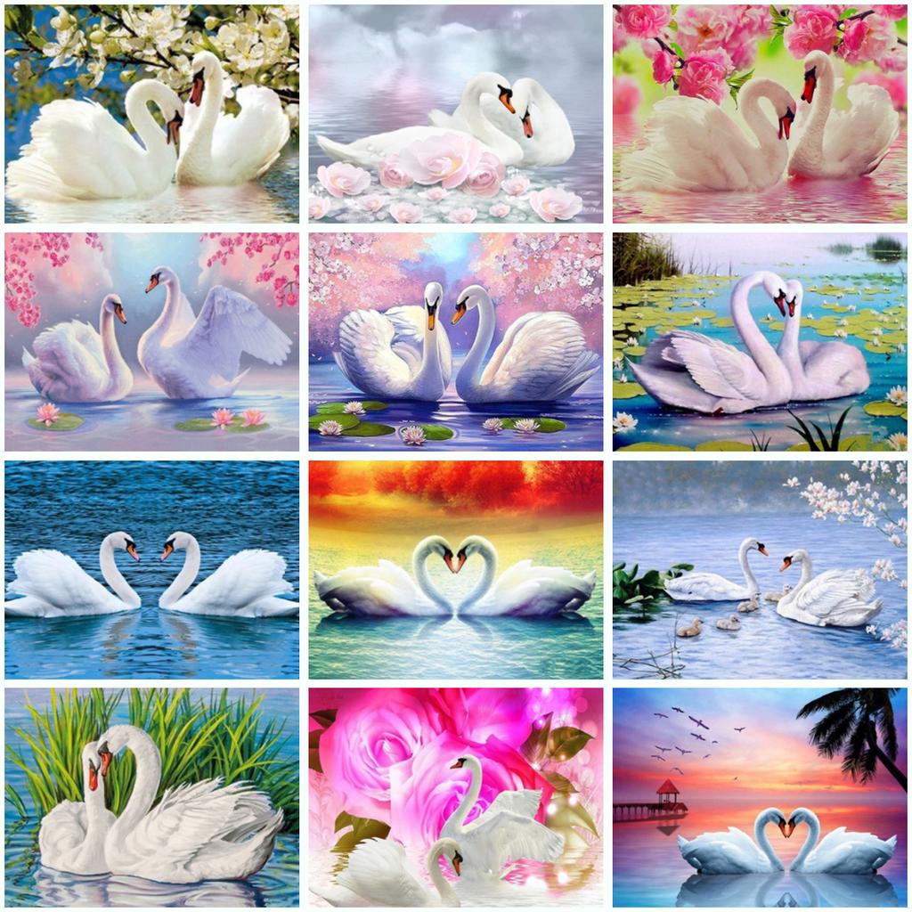 Diy 5D алмазная живопись Лебедь пара животных мозаика комплект для вышивки крестом Алмазная вышивка мозаичная картина украшение дома