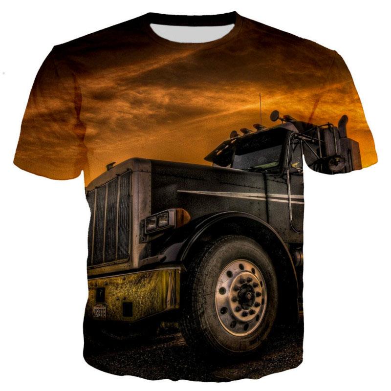 Summer New Heavy Truck 3D Print T-Shirts Fashion Men's Women Short Sleeve T Shirt Oversized Harajuku Y2k Tops Tees Kids Clothing