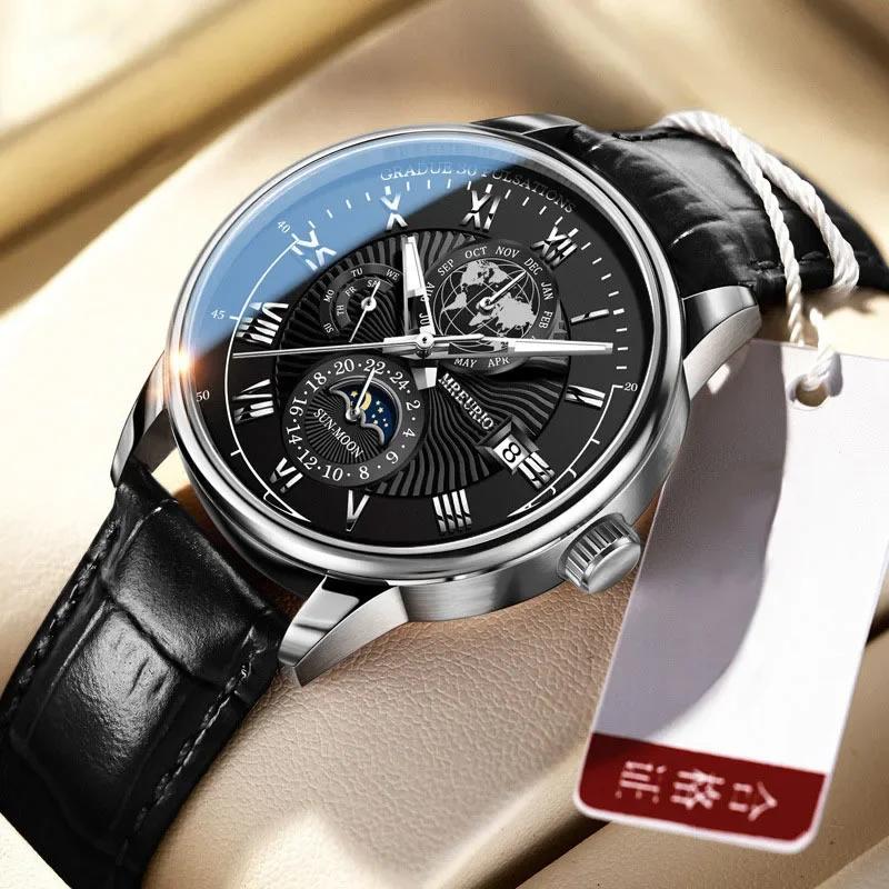 Men Watch Fashion Top Luxury Sport Men's Wristwatch Waterproof Luminous Leather Date Quartz Watches Man Casual Clock