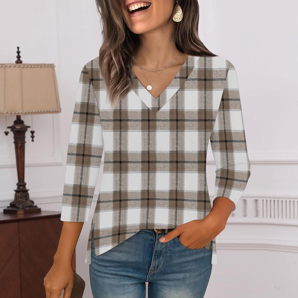 3/4 Sleeve Shirts For Women  Print Graphic Tees Blouses Casual Plus Size Basic Tops Pullover