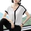 Женская трикотажная футболка Ice Silk с коротким рукавом, свободный трикотажный топ с V-образным вырезом и рукавом «летучая мышь»