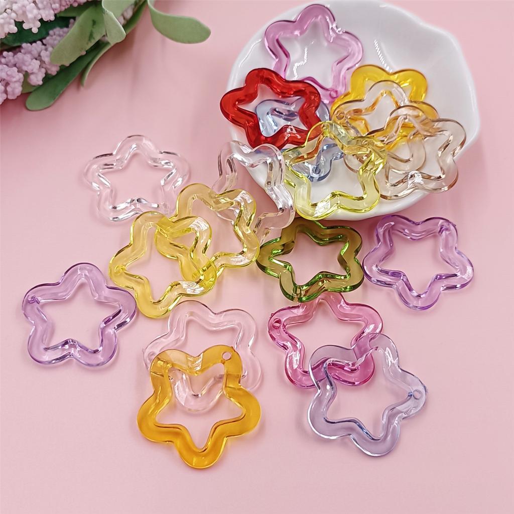Pentagonal Pendant Creative for Bracelet Earring Making 30mm Star Loose Beads Transparent DIY Jewelry Accessories Charms Fashion Handmade Acrylic
