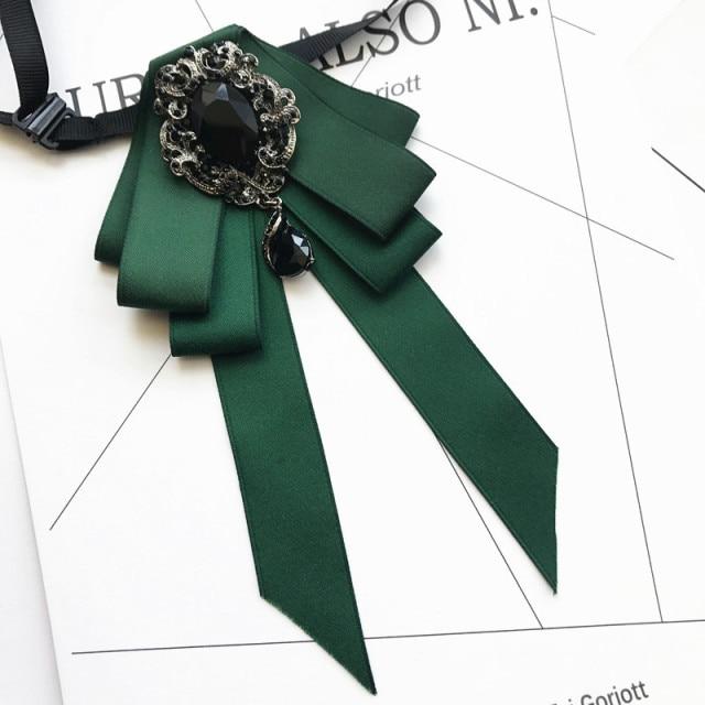 Винтажная брошь в виде галстука-бабочки из ткани с кристаллами, корейская мода, галстуки-бабочки, галстуки для женщин, белый рубашечный воротник, роскошные ювелирные аксессуары