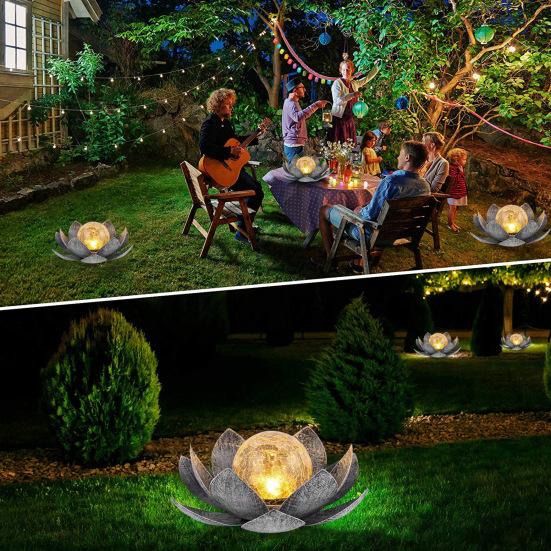 Солнечная лампа Lotus Light, автоматическое включение/выключение IP55, водонепроницаемый беспроводной дизайн, солнечная садовая лампа, украшение для лужайки, патио, улицы