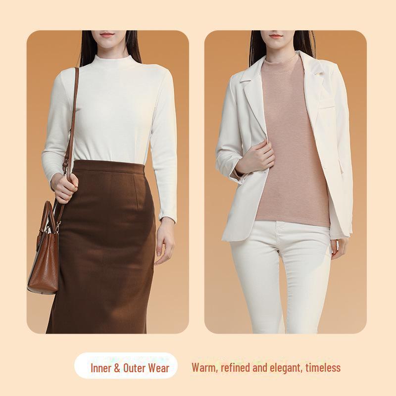 Silk-Enhanced Women's Wool Turtleneck: Warm, Velvet-Lined, Perfect for Autumn/Winter Layering.