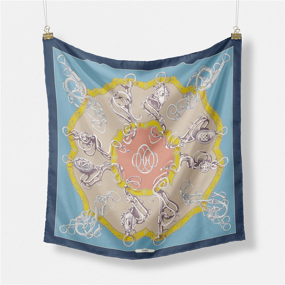 Twill Silk Scarf Women Indian Tiger Print Square Scarves Wraps Bandana Small Hijabs Silk Foulards Tie Headband Neckerchief 53CM