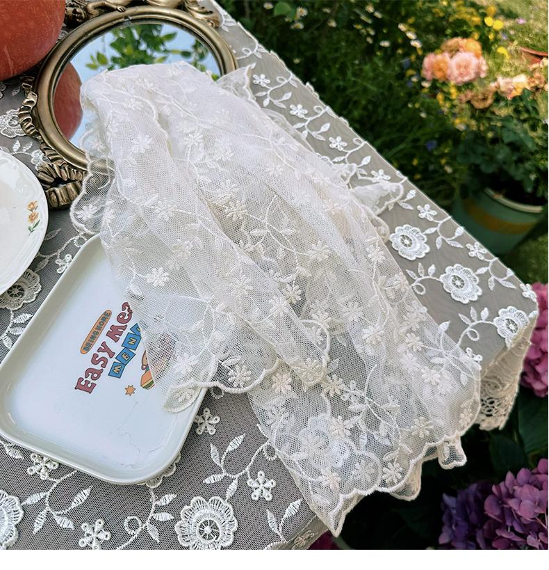 Cotton Embroidered Lace Silk Scarf Long Bag Head Mesh Yarn Long Morning Women's Style Photo Fashion Trends