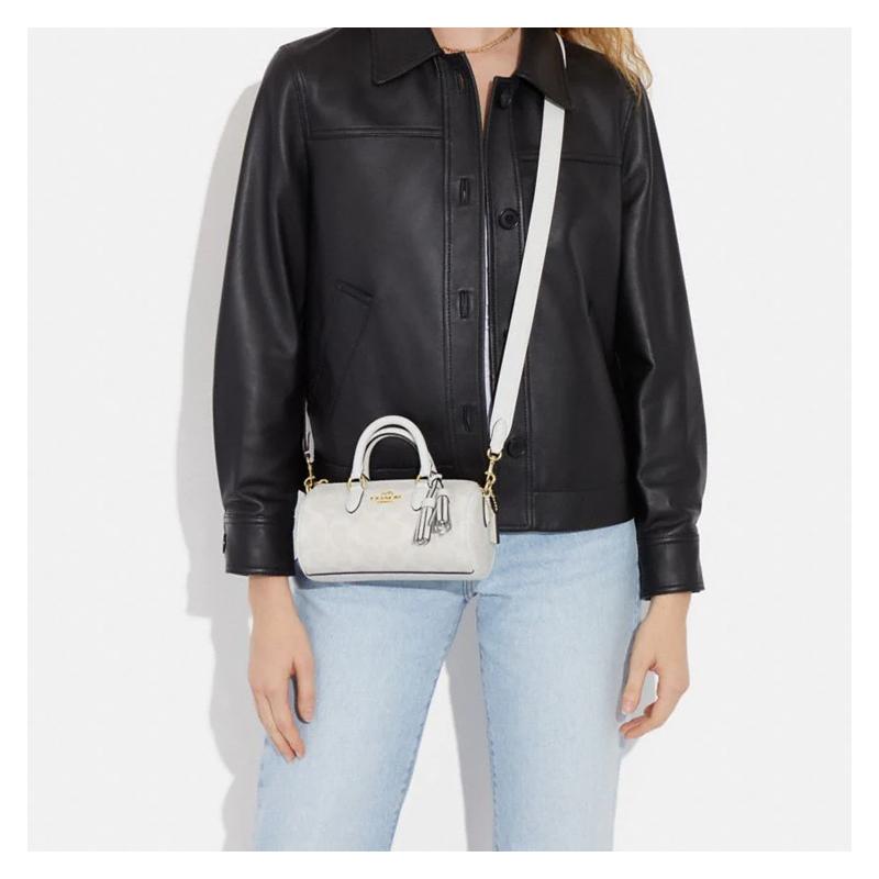 COACH Lacey 20 classic presbyopic zipper closure shoulder crossbody PVC handbag small size women's white with glacier white