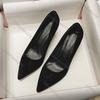Comemore Black High Heels Women Pointy Head Professional Thin Heeled Single Shoes Female Sexy Suede Stiletto Party Dress Pumps