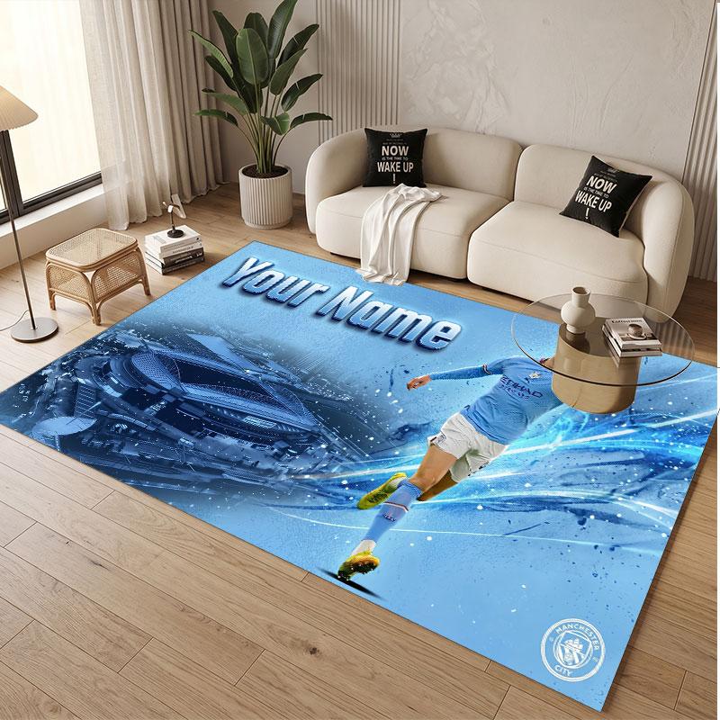 Custom Rug Erling Haaland Pattern Print Name Text Soft Non‑Slip Floor Carpet for Home Indoor Decoration