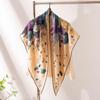 Elegant Double-Sided Beige Peony Floral Wool Scarf for Women - Versatile High-End Commuting Shawl