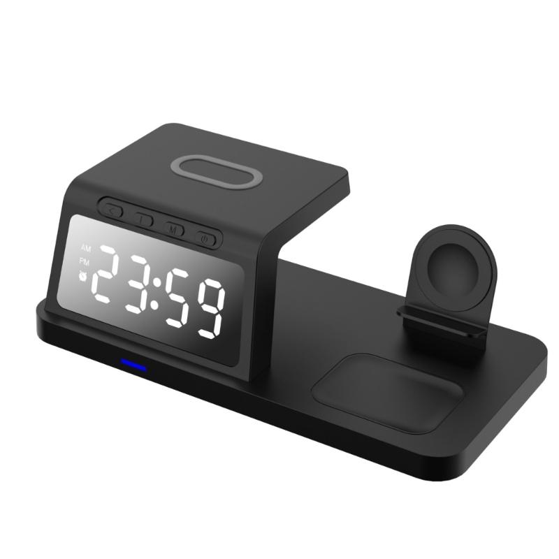 Multiple Device Wireless Charger with LED Digital Clock 15W Fast Charging Wireless Charging Station for OS system Phones