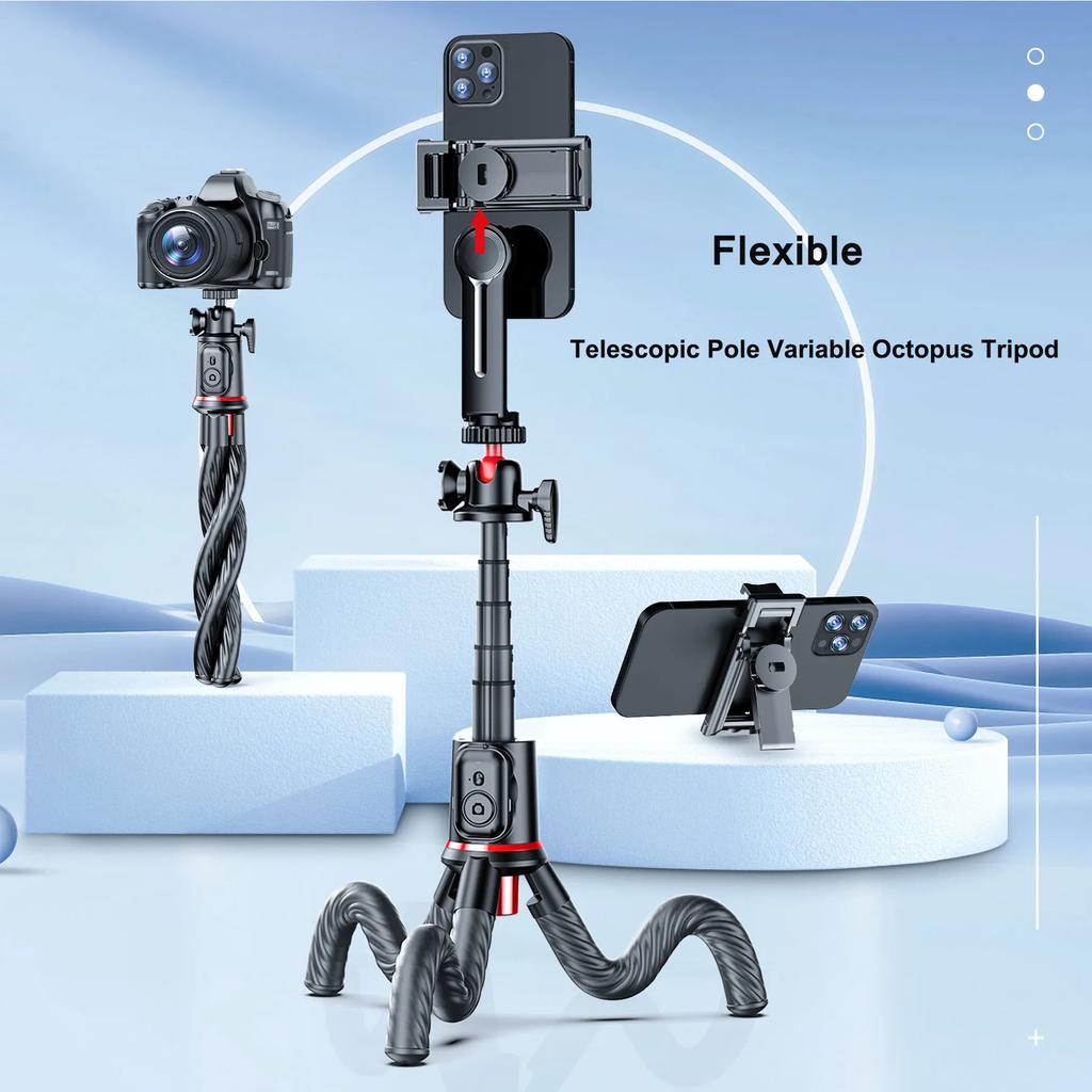 Live Bluetooth Foldable Selfie Stick 360Rotation Flexible Telescopic Pole Variable Octopus Tripod for Xiaomi iPhone Samsung Sony 7