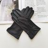 New Ladies Sheepskin Gloves Outdoor Riding Solid Color Thin Single Leather Unlined Black Silk Lining Driving Gloves