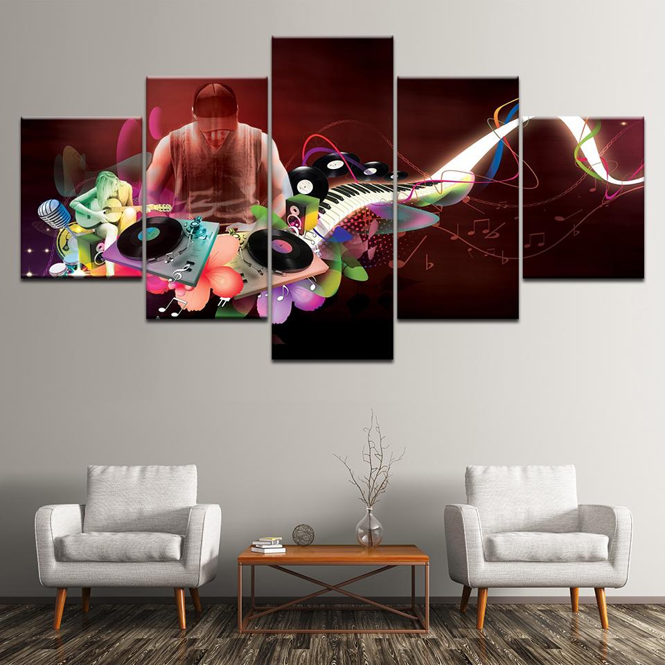 Canvas Painting DJ life music dancing 5 Pieces Wall Art Painting Modular Wallpapers Poster Print for living room Home Decor
