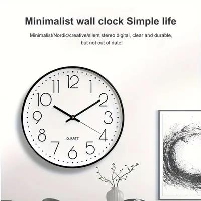 Silent Quartz Clock Battery Operated Wall Mounted Clock Minimalist Hanging Clock For Office Wall