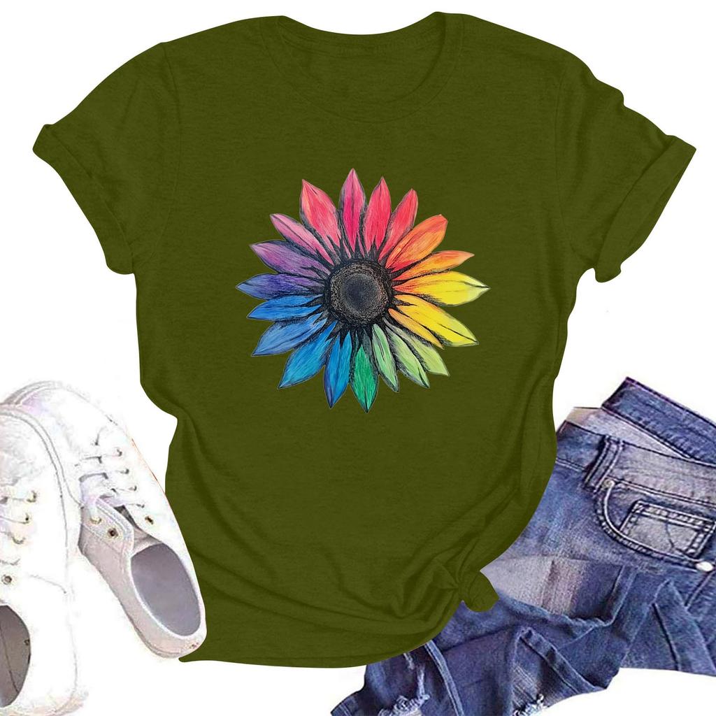 Женская повседневная свободная футболка с принтом, круглый вырез, пуловер, короткий рукав, топ