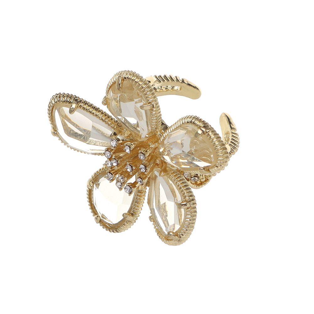 Женское Девушка Блеск Преувеличенное Сказочное Кольцо Стразы Цветок Открытое Регулируемое Большое Цветок Кристальное Кольцо