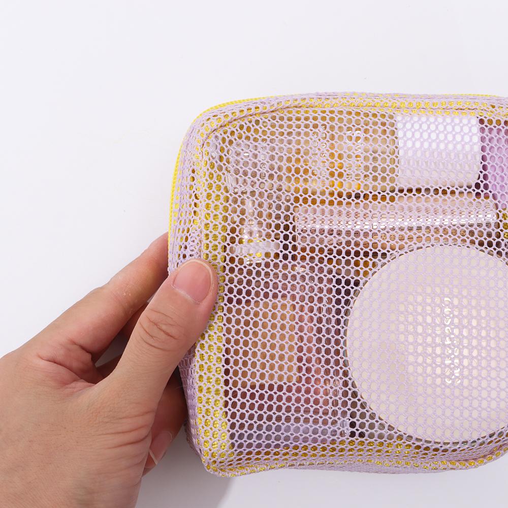 Сетчатая косметичка большой вместимости, цвет дофамина, кошелек для монет, прочная сумка для хранения