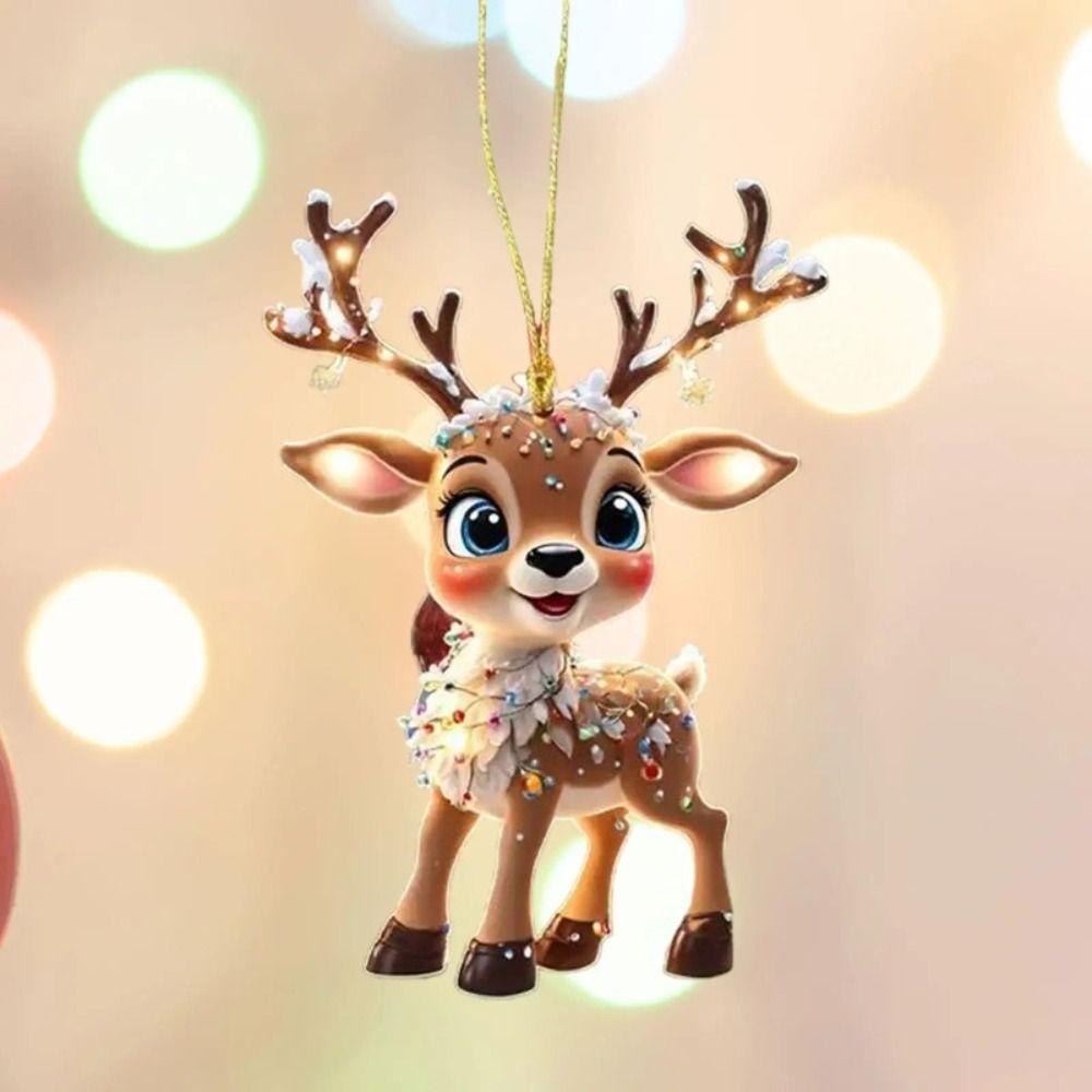 Acrylic Christmas Decoration Natal Theme Reindeer Ornament Xmas Tree Ornament Home Decoration