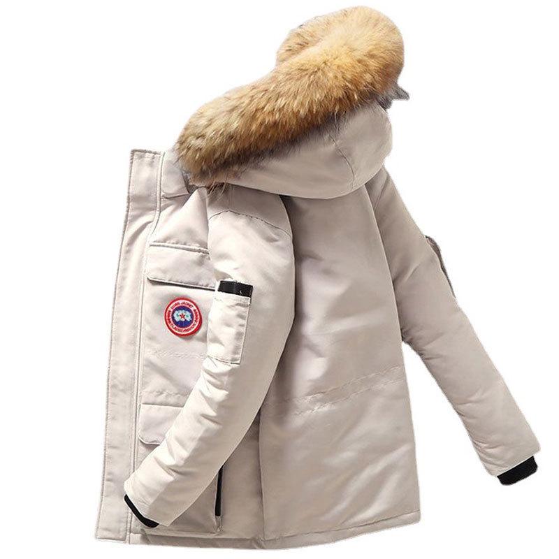 Женская зимняя пуховая куртка 2025 года унисекс с большим меховым воротником