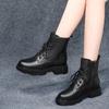 Fashion 2024 New Ladies Shoes Side Zip Women Boots Winter Round Toe Plush Fleece for Warmth Solid Short Barrel Block Heels Fashion Boots